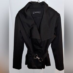 Zara Chic & Unique Short Black Belted Women's Jacket XL